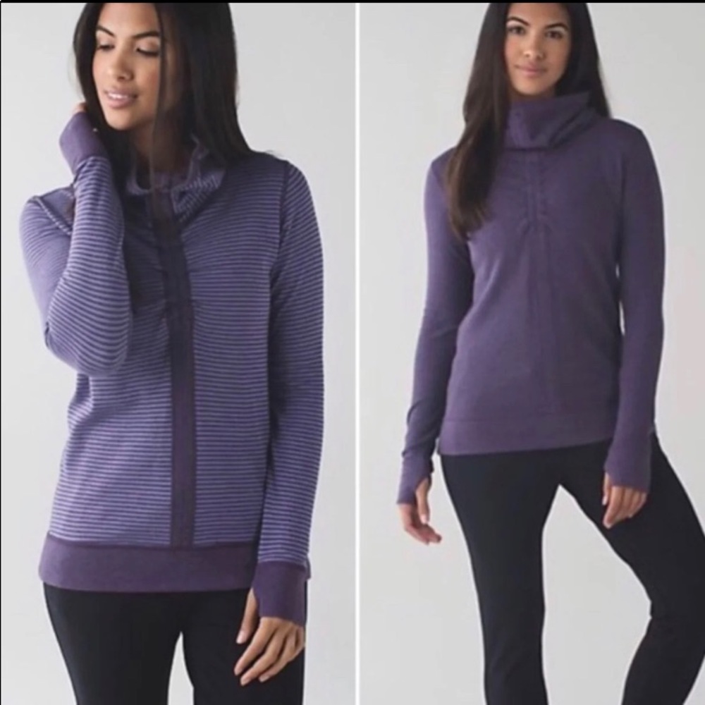 Lululemon Reversible Funnel Neck Long Sleeve In a Cinch Sweatshirt Sz 8 Plum